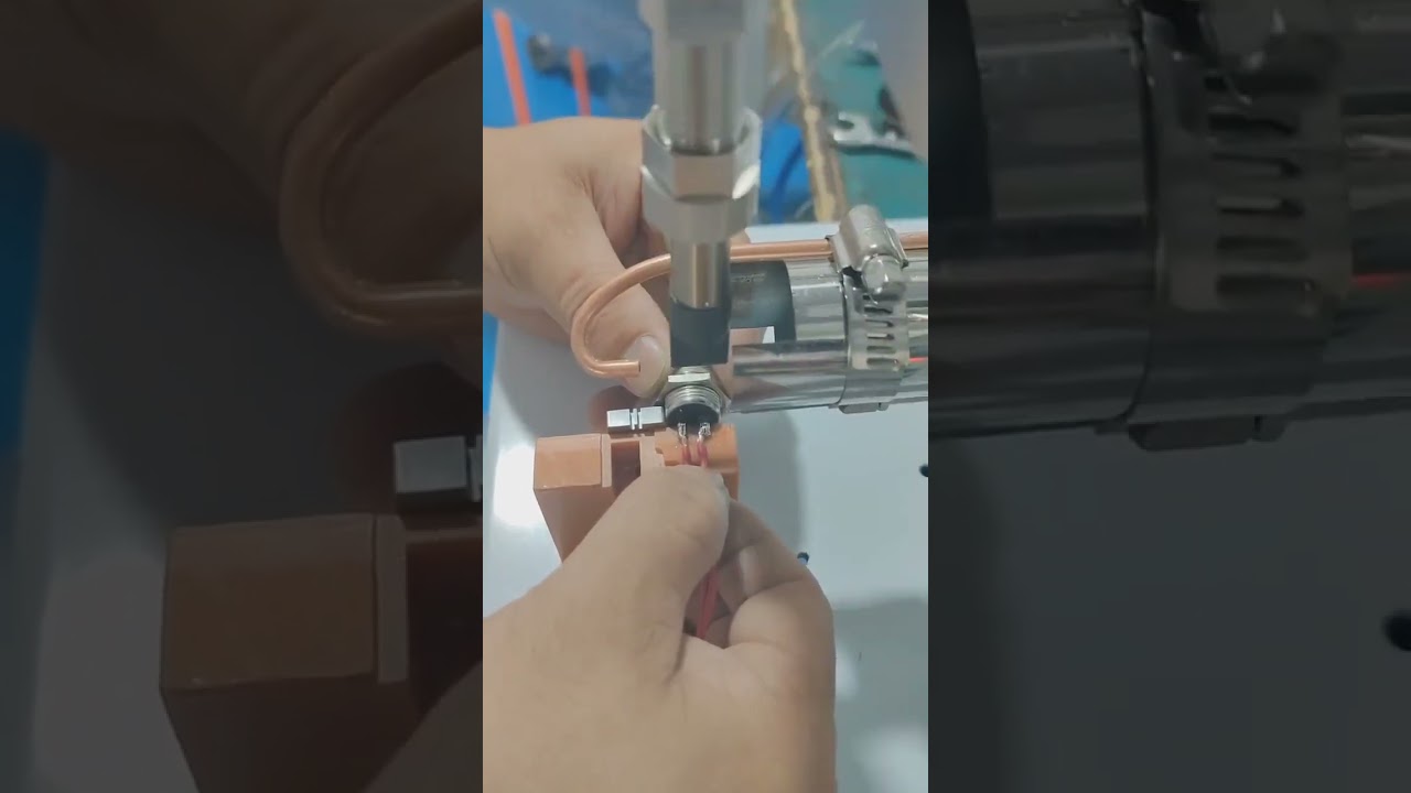 One Time Welding of Two Points on Aviation Connectors #machine #cablewirestrippingmachine #factory