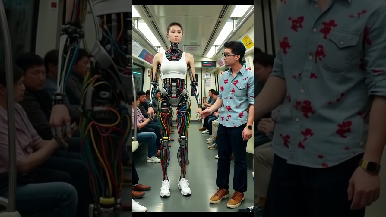 Robot Girl Cosplay on Public Bus | Future Tech Android Animation